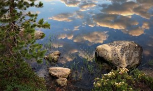 Beautiful cloud reflection time-lapse over lake
