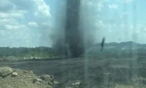 Dust Devil Creeps Across Coal Mine