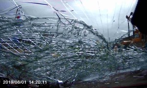 Faulty chain that fell from construction crane smashes car windscreen in Bangkok