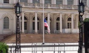 El Paso Shooting: US Flag at half-mast at New York City Hall