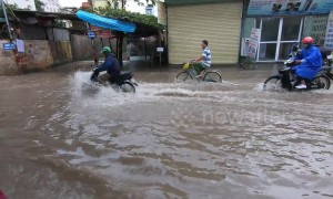 Rains from Tyhphoon Wipha flood Hanoi, Vietnam