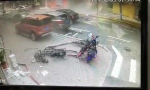 Noodle bar in northern China explodes injuring two and damaging vehicles