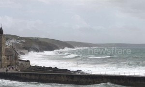 Wind and waves batter Cornwall as severe weather warnings issued