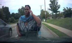 Upset Woman Walking in the Road