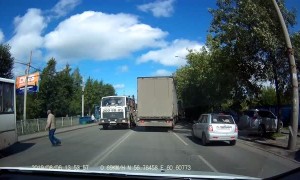 Careless Pedestrian Almost Pays the Price