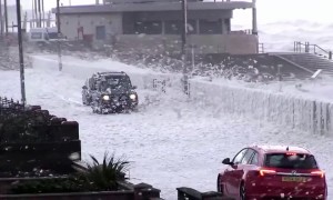 Seafoam causes chaos for drivers in Blackpool, UK