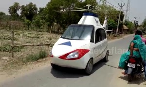 Wannabe Indian pilot turns his car into a helicopter (sort of)