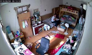 Dairy beverage violently explodes after dropping onto floor in a home in China