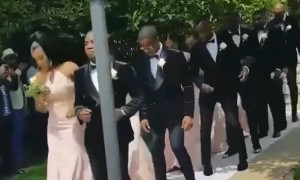Wedding party pulls off synchronized dance down the aisle