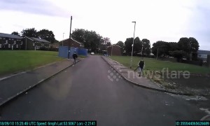 Teenagers attack delivery truck with wooden planks and rocks