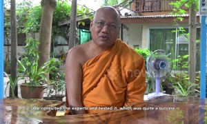 Eco-friendly Buddhist monks wear robes made from recycled plastic bottles in Thailand