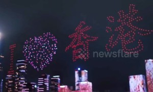 Hundreds of drones display 'I love Hong Kong' message above China's Shenzhen