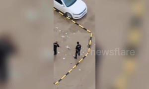 Security guards in China smash glass bottles on ground to 'stop residents parking there'