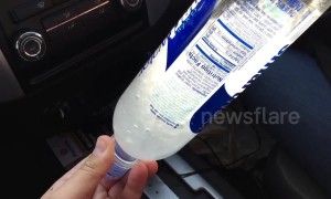 Water in bottle freezes instantly when shaken