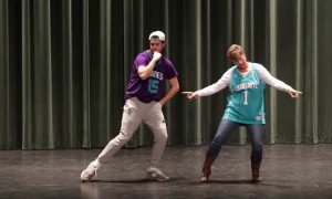 Mother-Son Duo Pull Off Epic Dance Moves At High School Talent Show