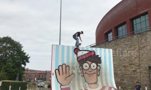 Gnarly! Skateboarder tries epic ramp in Belgium but epically fails