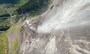 Drone Dives Down Narrow Norwegian Cliffs