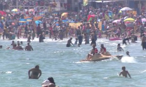 Britain hits beach to bask in bank holiday sun