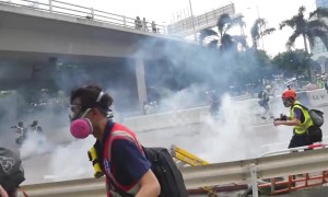 Hong Kong police baton-charge protesters In Ngau Tau Kok district during latest protests
