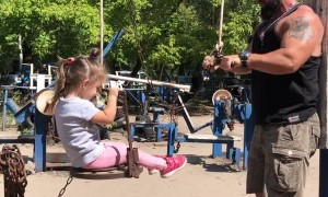 Dad Works Out with Daughter