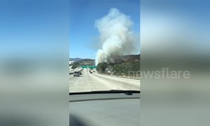 Los Angeles brush fire erupts off the 134 freeway