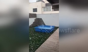 Freak hailstorm hits Spanish capital