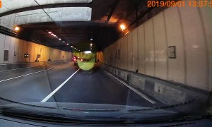Road Racers Bring Tunnel Traffic to a Stop