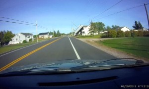 Sparks Fly as Truck Flips onto House