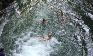 87-Year-Old Slides Down Waterfall