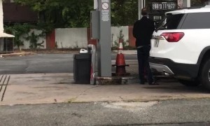 Man Tries to Fill up at Burnt Gas Station