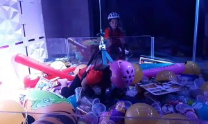 Dad and Daughter Use Homemade Human Claw Machine