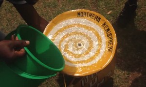 Water appears to flow in different directs at the equator