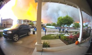 Doorbell Camera Captures Wildfire Evacuation