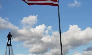 Fantastic Football Catch on a Flyboard