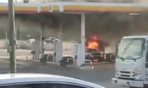 Gas Pump Fire Engulfs Car