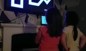 Game on Screen Startles Girls