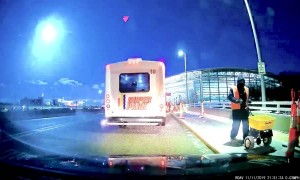 Dashcam Captures Meteor Streaking Across Sky