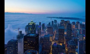 Breathtaking Seattle fogscape time lapse footage