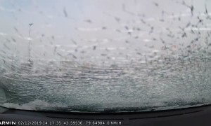 Ice Sheet Shatters Windshield