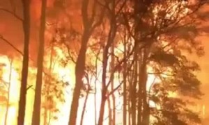 Firefighters seek shelter from explosive fire activity