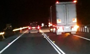 Truck Overtakes on Double White Lines