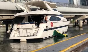 Expensive Boat Gets Stuck Under Bridge