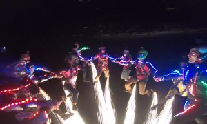 Skydivers Put on a Pyrotechnic Performance at Night