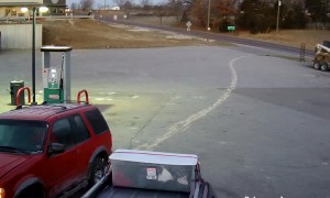 Driver Barely Notices Giant Boulder
