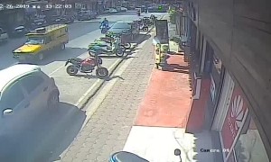 Street Eruption Injures Motorcyclist
