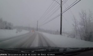 Drifting Driver Nearly Causes Collision in Canada