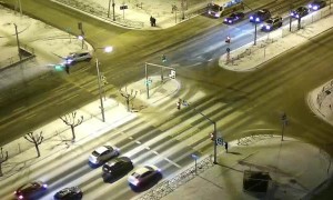 Road Sign Saves Pedestrian at Crosswalk