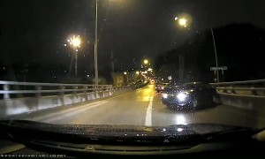 Driver Has a Scary Slide on Icy Bridge