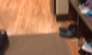 Clown Scares Snacking Dad in Pantry