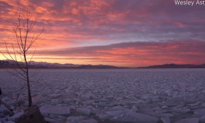 Sunset Time-lapse Over Frozen Utah Lake
